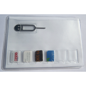 SIM Card Holder for 6 Nano size sim cards + Iphone Pin Tool